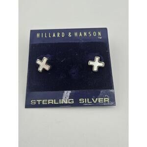 Sterling Silver White Opal X Stud Earrings